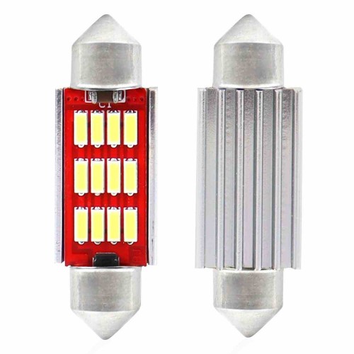 LED Canbus Amio 2τμχ  Festoon 12SMD 4014 12V/24V C5W 2.9W 36MM 01289