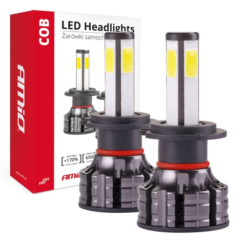 Σετ λαμπες LED H7 4 COB AMIO 12/24V 38W 6500K 3800lm 02844
