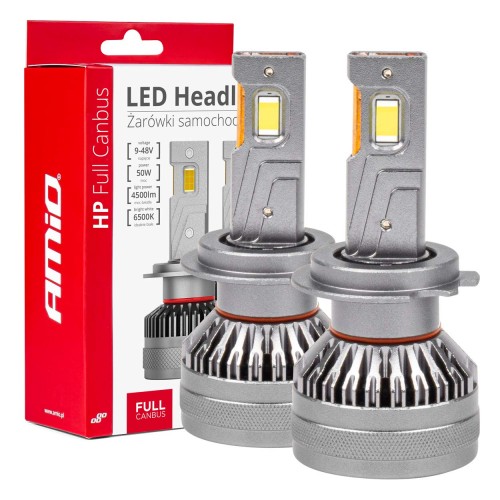 Σετ Λαμπες AMIO LED HP H7 6500K 50W 4500LMNS FULL CANBUS 2τμχ