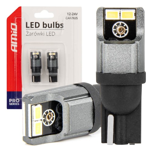 Λάμπες LED CANBUS 3020 4SMD T10 W5W W10W 12V 24V AMIO-03717 2 τεμαχια