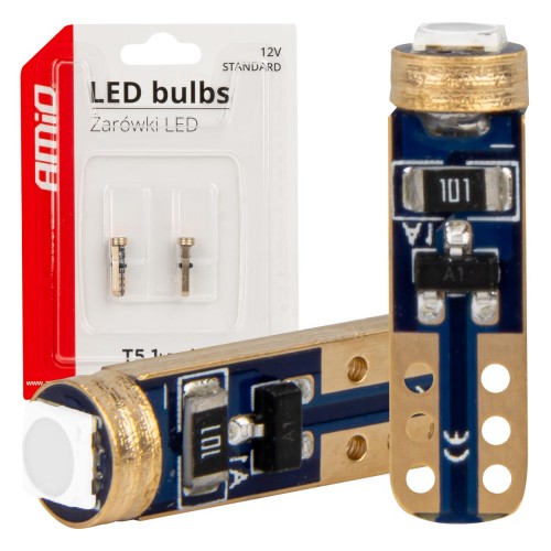 Λάμπες LED  W1.2W T5 0.5W 12V 3030 1LED HP AMIO-03728 (μπλε) 2τμχ