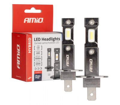 Λάμπες LED H1 AMiO Hybrid Series 12V 60W 5600LM 6000K CanBus Plug & Play (Σετ 2τμχ) - 04112