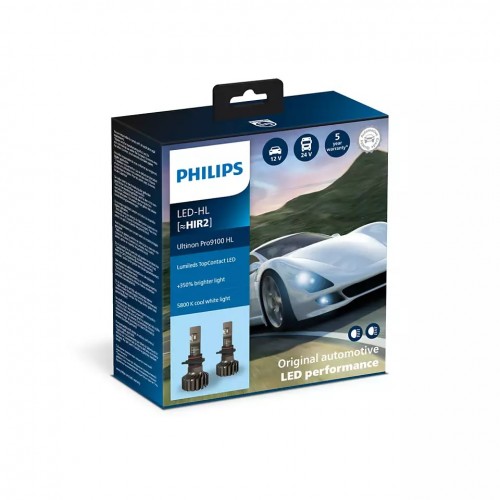 Λάμπες Philips HIR2 Ultinon Pro9100 Led 13.2W +350% Περισσ. Φως 5800K 2τμχ 11012U91X2