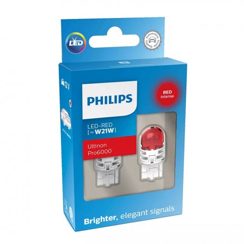 Λάμπες Philips W21W Ultinon Pro6000 Led Red 12V 2τμχ 11065RU60X2