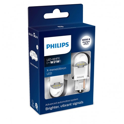 Philips Λάμπες Αυτοκινήτου  X-tremeUltinon Led gen2 W21W LED 6000K Ψυχρό Λευκό 12-24V 21W 2τμχ