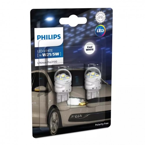 Philips Ultinon Pro3100 Λάμπες Αυτοκινήτου T20 LED W21/5W 6500K Ψυχρό Λευκό 12V 2τμχ