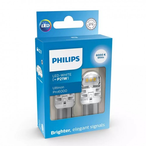 Philips Λάμπες Αυτοκινήτου Ultinon Pro6000 P21W LED 6000K Ψυχρό Λευκό 12V 2τμχ