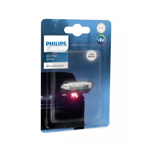 PHILIPS Festoon Ultinon Pro3000 Led 43mm 6000K 12V 0.6W 11864U30CWB1 1τμχ