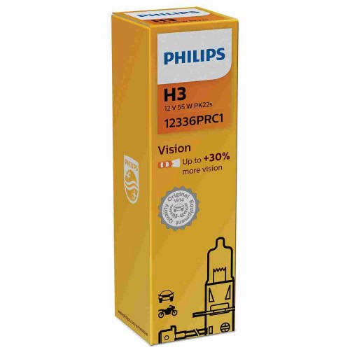 Ανταλλακτική λάμπα αλογόνου Philips H3 Vision +30% 12V 55W 