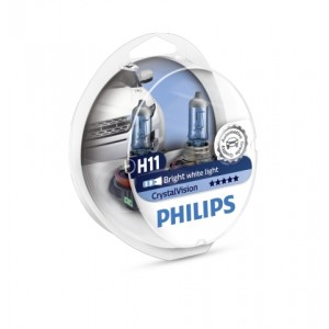 Λάμπες PHILIPS H11 Crystal Vision 12V 55W 4300K 2τμχ PHILIPS 12362CVSM