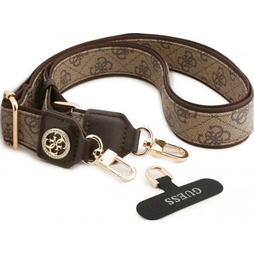 Guess Universal Λουράκι 4G Tether Patch με Στρας και Μεταλλικό Λογότυπο – Καφέ (GUUCNP4DGMW)