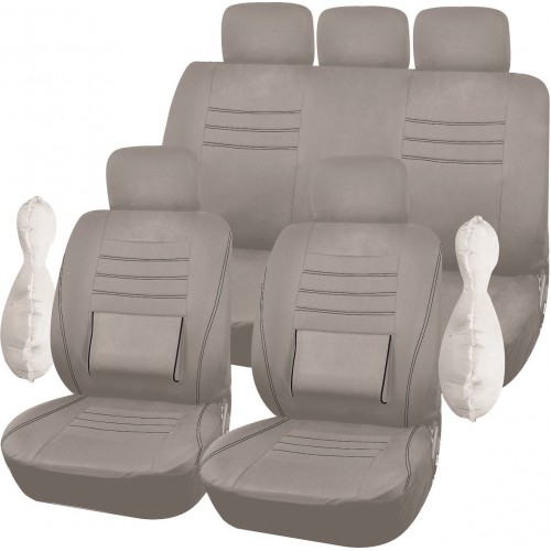 Kaver Comfy πλήρες σετ κάλυμμα αυτοκινήτου 11 τεμαχιών γκρι σκούρο με μαύρη ρίγα 