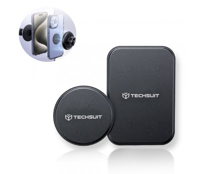 Techsuit MP02 – Μεταλλικές Πλάκες για Μαγνητικές Βάσεις (Σετ 2 Τεμαχίων) – Με PU Leather Κάλυμμα – Μαύρες