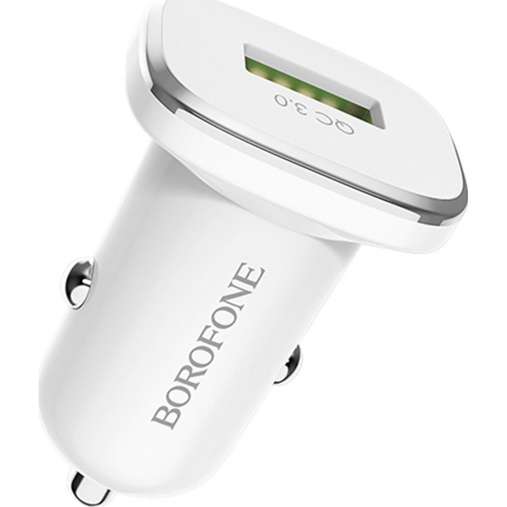 Borofone BZ12A Φορτιστής Αυτοκινήτου 1xUSB 18W QC3.0 με καλωδιο Micro USB Λευκός