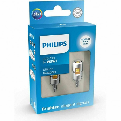 Philips Λάμπες Αυτοκινήτου Ultinon Pro6000 W5W LED 4000K Φυσικό Λευκό 12V 0.9W 2τμχ 11961WU60X2
