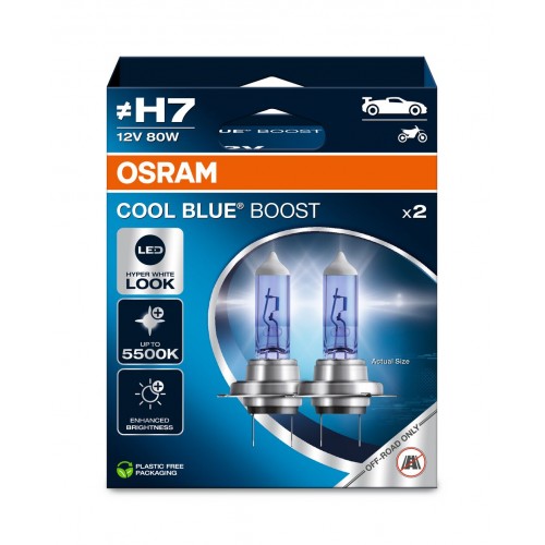 Σετ Λάμπες OSRAM H7 Cool Blue Boost 12V 80W 5500K Hyper White Off-Road Duo (2 Τεμάχια)