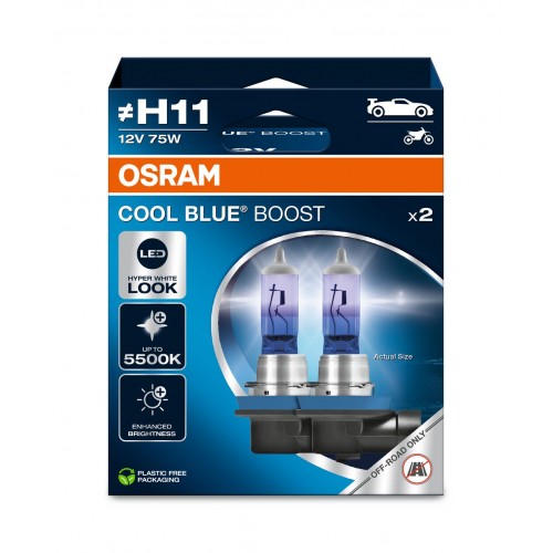 Σετ Λάμπες OSRAM H11 Cool Blue Boost 12V 75W 5500K Hyper White Off-Road Duo (2 Τεμάχια)