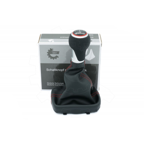 Φουσκα λεβιε με κοκκινες ραφες και πομολο 6 ταχυτητων AUDI A3 8P 2004-2008 8P0864261T 12mm