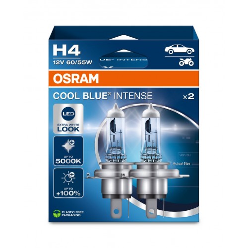 Σετ Λάμπες OSRAM H4 Cool Blue Intense Next Generation 12V 60/55W έως 5000K +100% Light Duo (2 Τεμάχια)