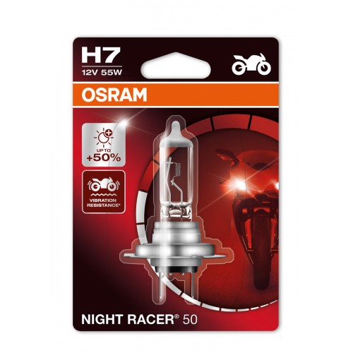 Λάμπα Osram H7 12V 55W Night Racer50 +50% Περισσότερο Φως