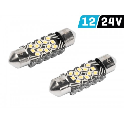 VISION SV8.5 C5W 36MM CANBUS 12/24V 6500K 180o 250LMNS 12X 2016SMD SUPERWHITE 2τμχ 