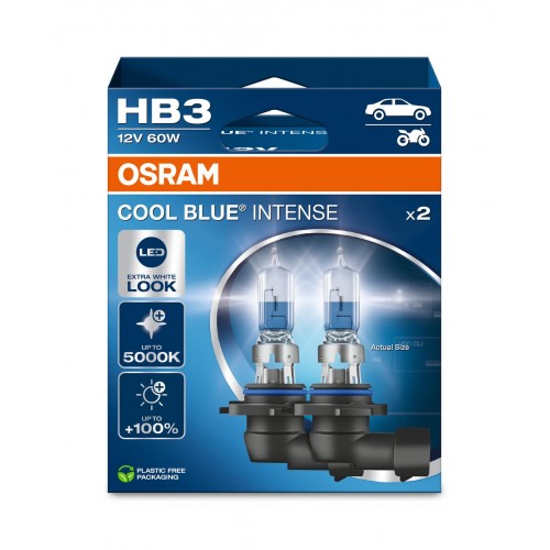 Σετ Λάμπες OSRAM HB3 Cool Blue Intense Next Generation 12V 60W έως 5000K +100% Light Duo (2 Τεμάχια)