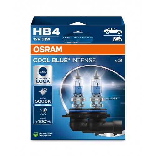 Σετ Λάμπες OSRAM HB4 Cool Blue Intense Next Generation 12V 51W έως 5000K +100% Light Duo (2 Τεμάχια)