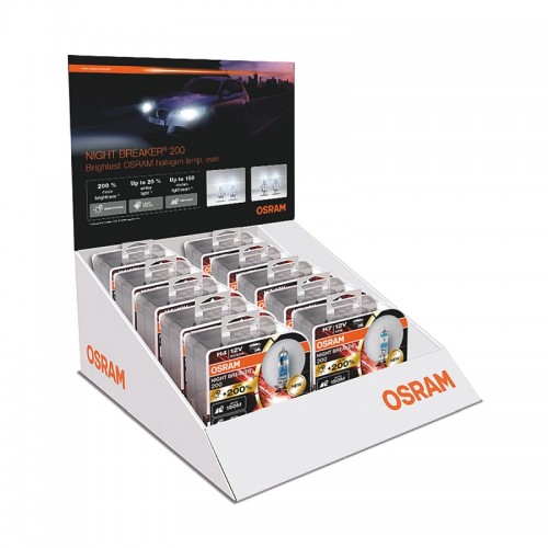 OSRAM Night Breaker +200 Σετ με Χαρτίνο Stand - 7x H7 + 3x H4 NB200 Λάμπες Αυτοκινήτου