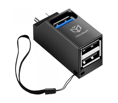USB-C Hub 3 σε 1 Techsuit EchoLink H10 – Type-C σε 1x USB 3.0 & 2x USB 2.0 (Μαύρο)