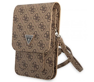 Guess Universal Phone Pouch Zip Triangle 4G (GUWBP4TMBR) - Γυναικείο Τσαντάκι / Θήκη Κινητού με Ρυθμιζόμενο Ιμάντα - Brown (Καφέ)