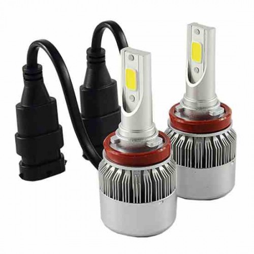 Led λάμπες Η8 / H9 / H11 για μεσαία ή μεγάλα φώτα 7600 lumen , 36 Watt - COB 6000K 