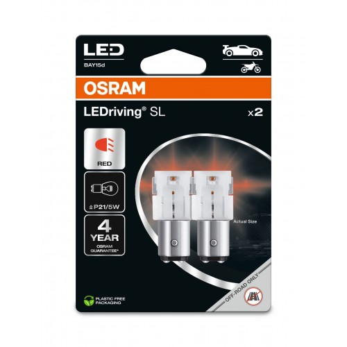 Σετ Λάμπες LED OSRAM PR21/5W LEDriving SL Red 12V Κόκκινο Φως (2 Τεμάχια)