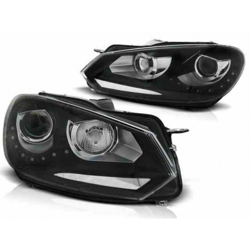 Μπροστινά Φανάρια VW Golf 6 08-12 GTI DAYLIGHT Black DRL TRU