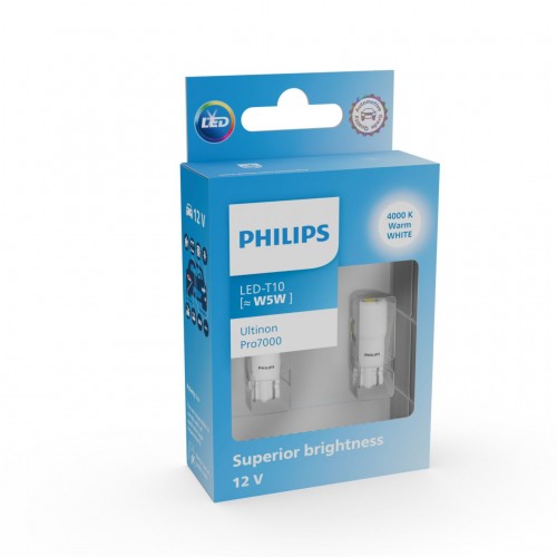 Philips Ultinon Pro7000 W5W LED 12V W2.1x9.5d – 2τμχ