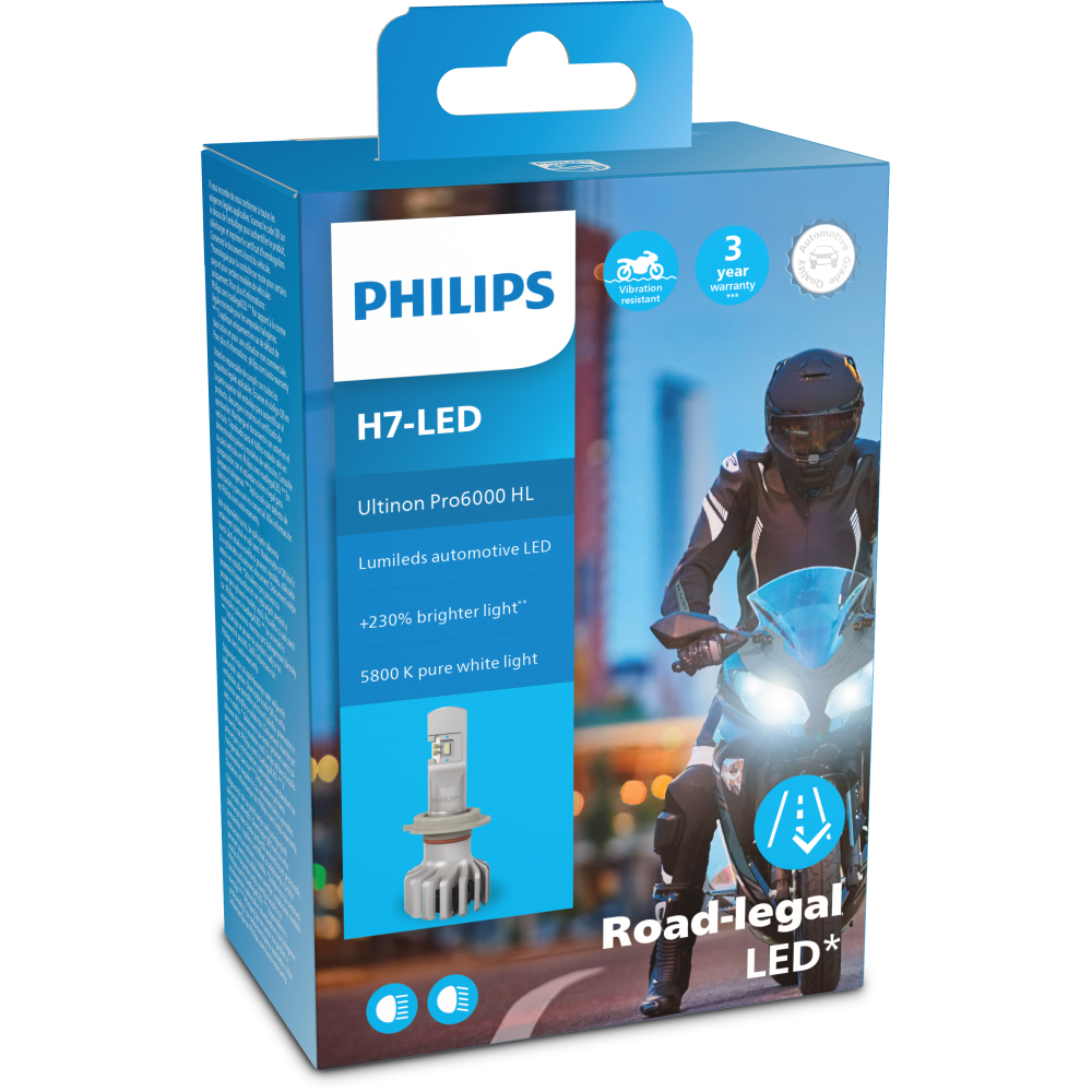 Philips Λάμπες Μοτοσυκλετας Ultinon Pro6000 H7 LED 5800K Ψυχρό Λευκό 12V 20W 1τμχ