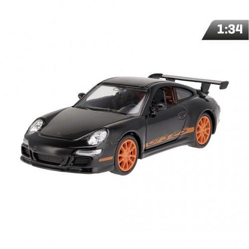 Μεταλλική Συλλεκτική Μινιατούρα Porsche 911 GT3 RS υπό Κλίμακα 1:34 με Ανοιγόμενες Πόρτες (Μαύρο/Πορτοκαλί) Welly – A30951
