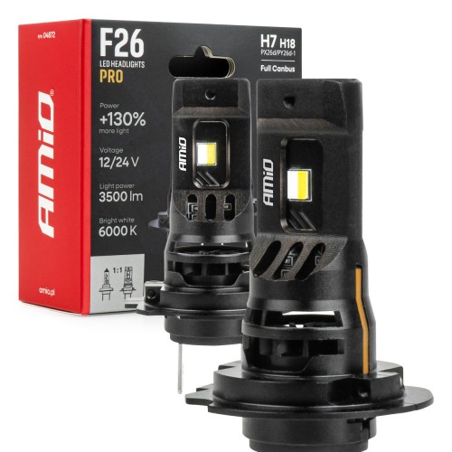 Amio F26 Pro LumiTec Limited H7 / H18 Σετ Λάμπες LED 12V-24V 68W 6000K 3500LM Full Canbus (Ζεύγος) - 04872