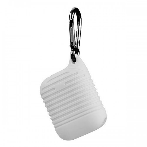 Θήκη σιλικόνης για Apple Airpods με γάντζο TYPE 2 -λευκο