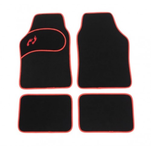 Κaver πατάκια αυτοκινήτου σετ 4τμχ υφασμα Μαύρο/Κόκκινο ρέλι BGFM3