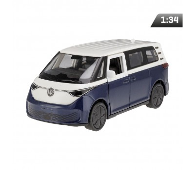 Μεταλλική Συλλεκτική Μινιατούρα VW ID. Buzz υπό Κλίμακα 1:34 με Ανοιγόμενες Πόρτες (Λευκό/Μπλε) Carmotion – A30957