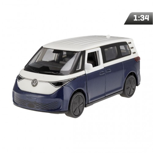 Μεταλλική Συλλεκτική Μινιατούρα VW ID. Buzz υπό Κλίμακα 1:34 με Ανοιγόμενες Πόρτες (Λευκό/Μπλε) Carmotion – A30957
