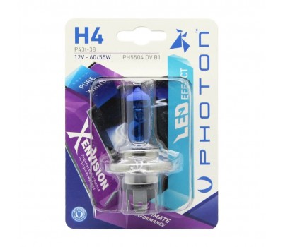 Photon H4 12V 60/55W 5000K XenVision Ultimate Λάμπα Αλογόνου Led Effect 5000K (1τμχ) - PH5504DVB1