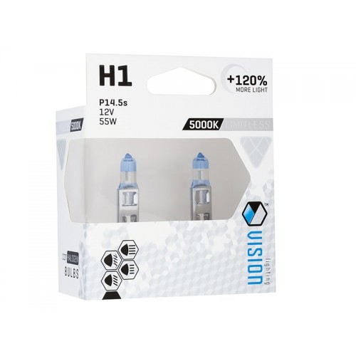 Σετ Λάμπες Αυτοκινήτου H1 12V 55W 5000K Limitless White +120% VISION (2 τμχ) – 58811