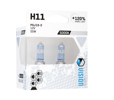 Σετ Λάμπες Αυτοκινήτου H11 12V 55W 5000K Limitless White +120% VISION (2 Τεμάχια) – 58862