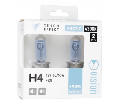 Σετ Λάμπες Αυτοκινήτου H4 12V 60/55W P43t U Arctic White Xenon Effect +90% VISION (2 Τεμάχια)