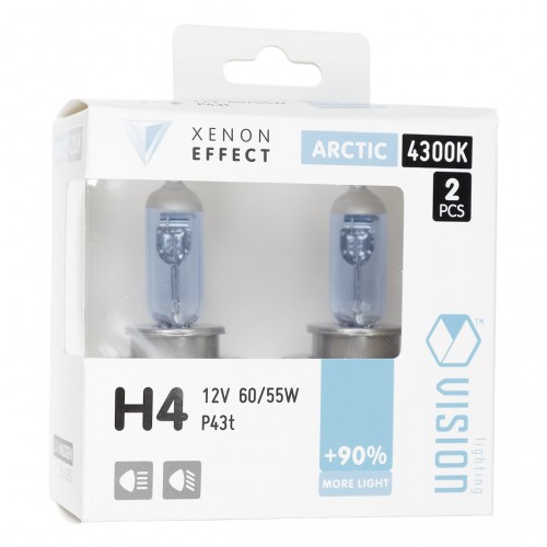 Σετ Λάμπες Αυτοκινήτου H4 12V 60/55W P43t U Arctic White Xenon Effect +90% VISION (2 Τεμάχια)