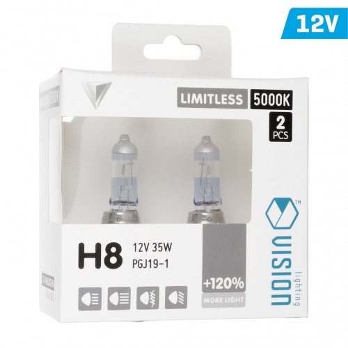 Σετ Λάμπες Αυτοκινήτου H8 12V 35W 5000K Limitless White +120% VISION (2 Τεμάχια) – 58860