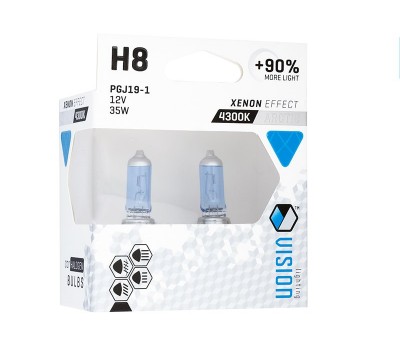 Σετ Λάμπες Αυτοκινήτου H8 12V 35W PGJ19-1 U Arctic White Xenon Effect +90% VISION (2 Τεμάχια) – 58859