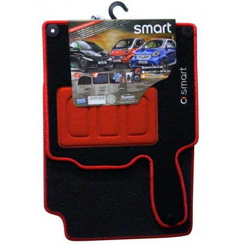 Σετ πατάκια 2τμχ μοκέτα SMART FOR 2 450 1998-2006 μαυρα-κοκκινο 3056000003