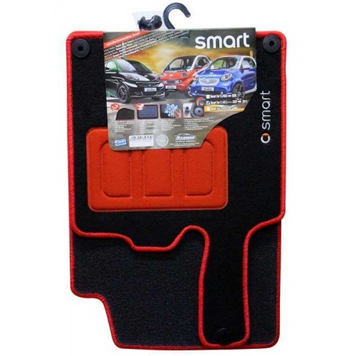 Σετ πατάκια 2τμχ μοκέτα SMART FOR 2 451 2007-2015 μαυρα-κοκκινο 3056000007